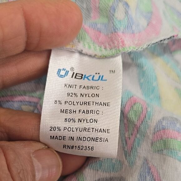 IBKUL Blue and Purple Long Sleeve Fitted Graphic Polo Top - Picture 6 of 8